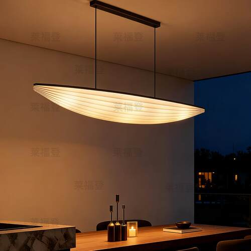 新中式餐厅吊灯中古设计师高级吧台前台茶室专用餐桌轻奢船形灯具