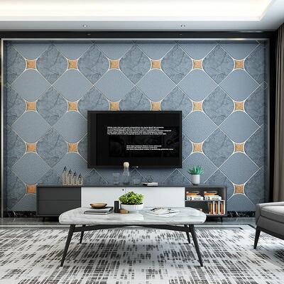 跨境仿大理石加厚鹿皮绒壁纸卧室客厅电视背景墙墙纸wallpaper跨
