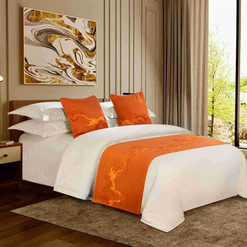 酒店床尾巾高档床尾巾床旗桌旗桌子装饰条床上装饰布酒店抱枕