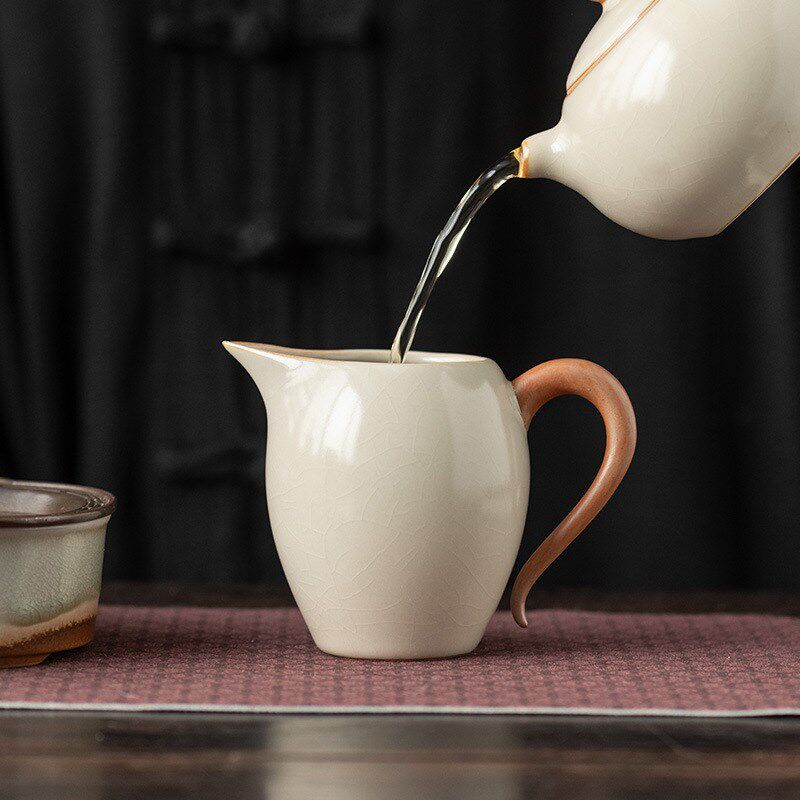 手工公道杯陶瓷茶器茶海茶道配件汝窑开片海分茶具家用单个公杯批