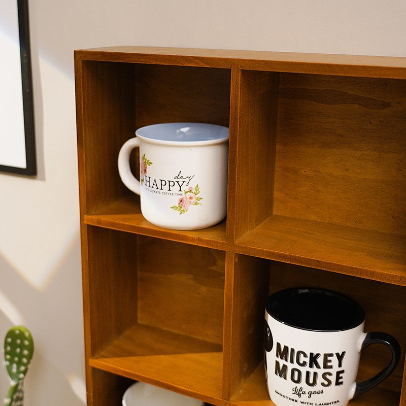 杯子杂物收纳架复古储物盒 欧式九宫格木格桌面简约可壁挂收纳架