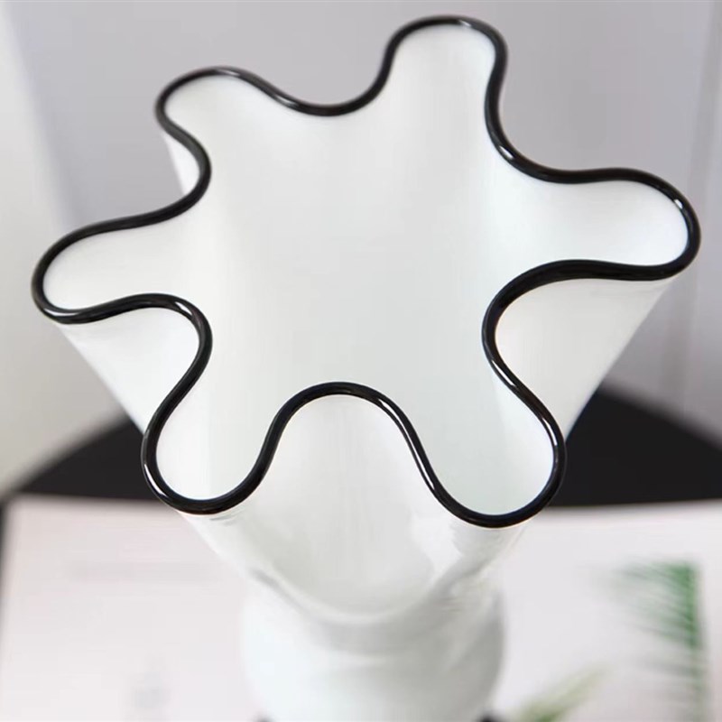 渐变手工玻璃风灯花瓶轻奢清新简约创意艺术插花摆件装饰客厅玄关