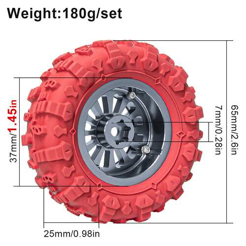 RC 1.45寸条形轮毂JC胎皮红蓝1/18TRX4M1/24 SCX24 FMS Ascent-18
