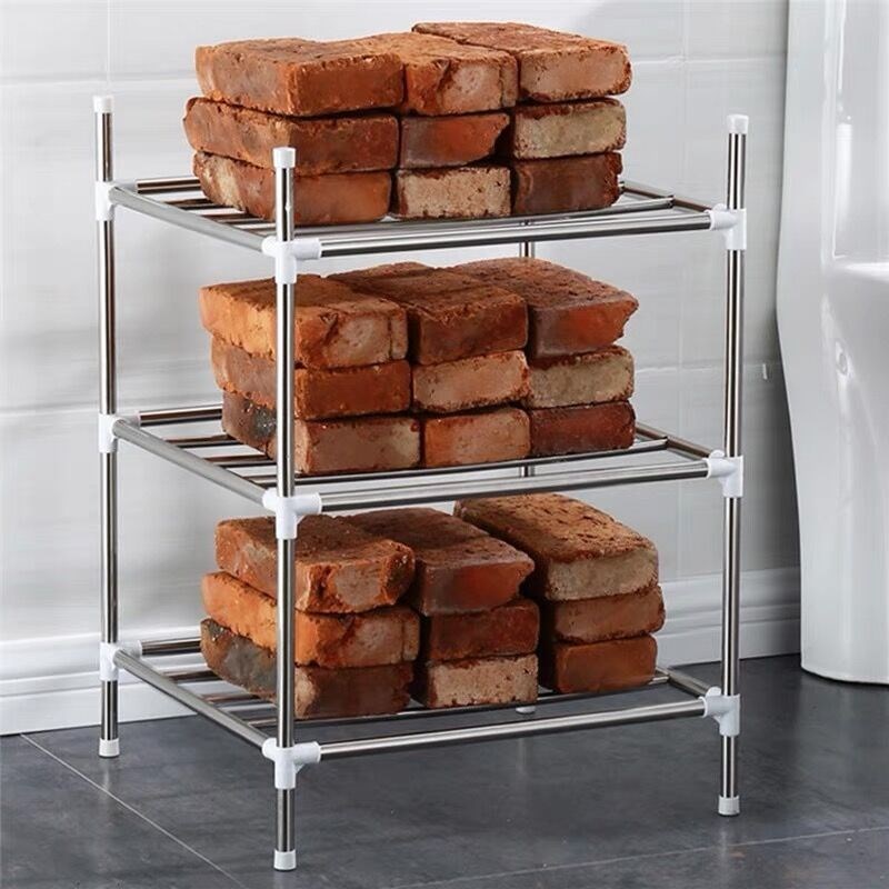 【带滑轮】不锈钢厨房置物架落地多层锅架盆架卫生间浴室脸盆中高