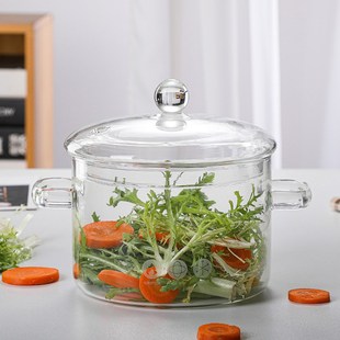 加厚大容量耐高温高鹏硅玻璃养生锅沙拉锅圆形煮面锅可蒸煮汤锅