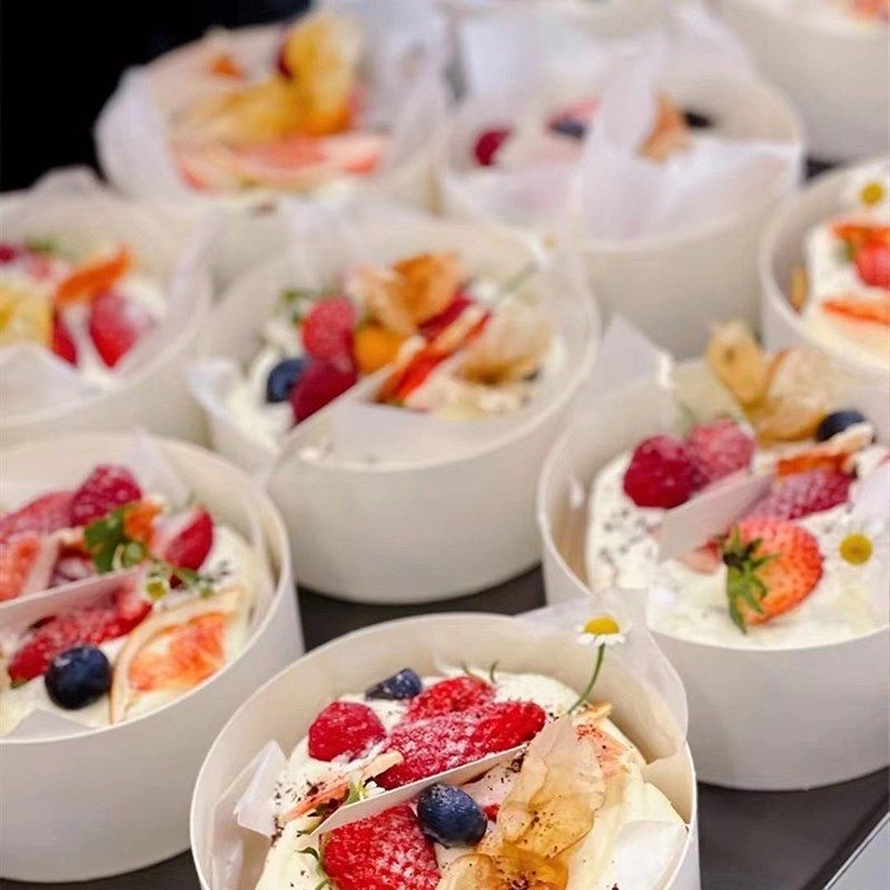 提拉米苏鸳鸯巴斯克蛋糕包装盒子4寸6寸双层雪藏芝士圆形打包盒子