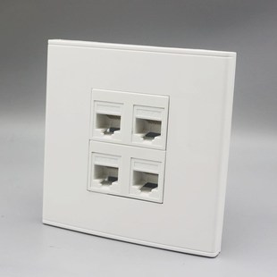 86型四口免打六类电脑信息接口电脑面板CAT6千兆网线网口墙壁插座