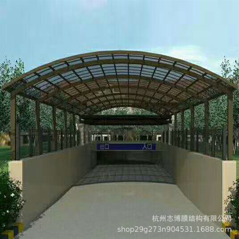 户外张拉膜看台景观雨棚遮阳棚 车库出入口膜结构篷布遮雨停车棚