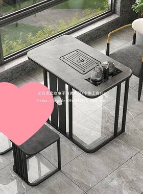 民宿酒店红小入户型岩板HZA茶网台茶几嵌烧水茶盘休闲桌椅阳台茶