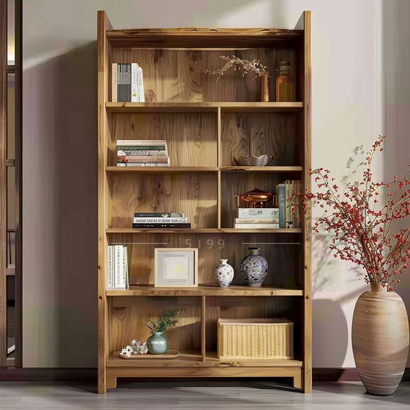 架实木落书柜多层家客厅靠墙书展示柜用办地公室原木CQU多宝阁置