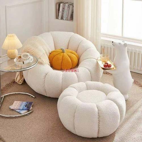 小户型旋红转单人发阳台卧发休闲沙椅奶油懒人室南HKX瓜榻榻米网