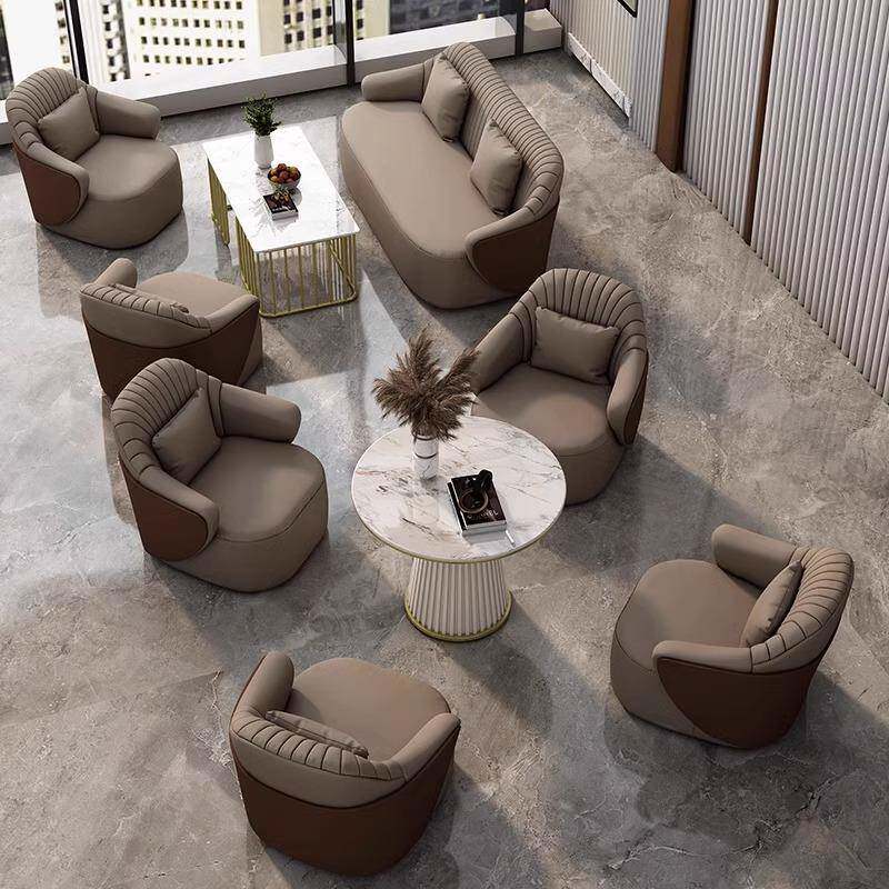 新酒会大堂商用客皮沙发店设计50636师创意卡座商务会客前款台洽