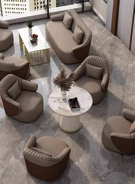 新酒会大堂商用客皮沙发店设计50636师创意卡座商务会客前款台洽