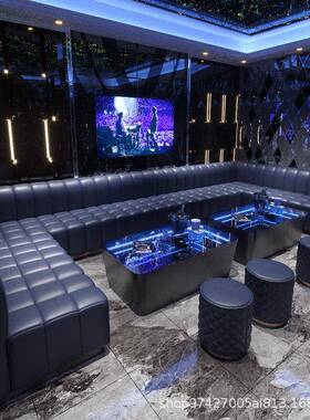 ktv沙私人影院酒吧夜总会包厢式轻HL012123奢清歌港舞厅吧茶几发