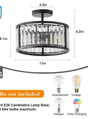 跨境MD228023花板水晶吸黑顶灯头色圆形玄厨房天走廊卧室餐厅过道