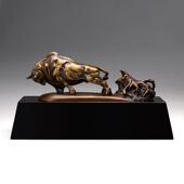 铜制品牛摆件铜雕铜工艺塑品摆公件办室厅桌面家居装 饰PFR品客摆