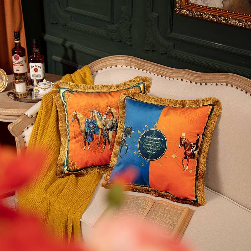 9QX头C美F76T5HT6式轻奢抱枕靠样板房奢华沙发客厅垫床靠垫背靠套