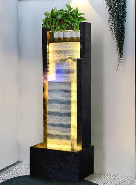 风地水水现OOT喷泉公室景观代帘办公落幕墙流水玄关屏水风简约轮