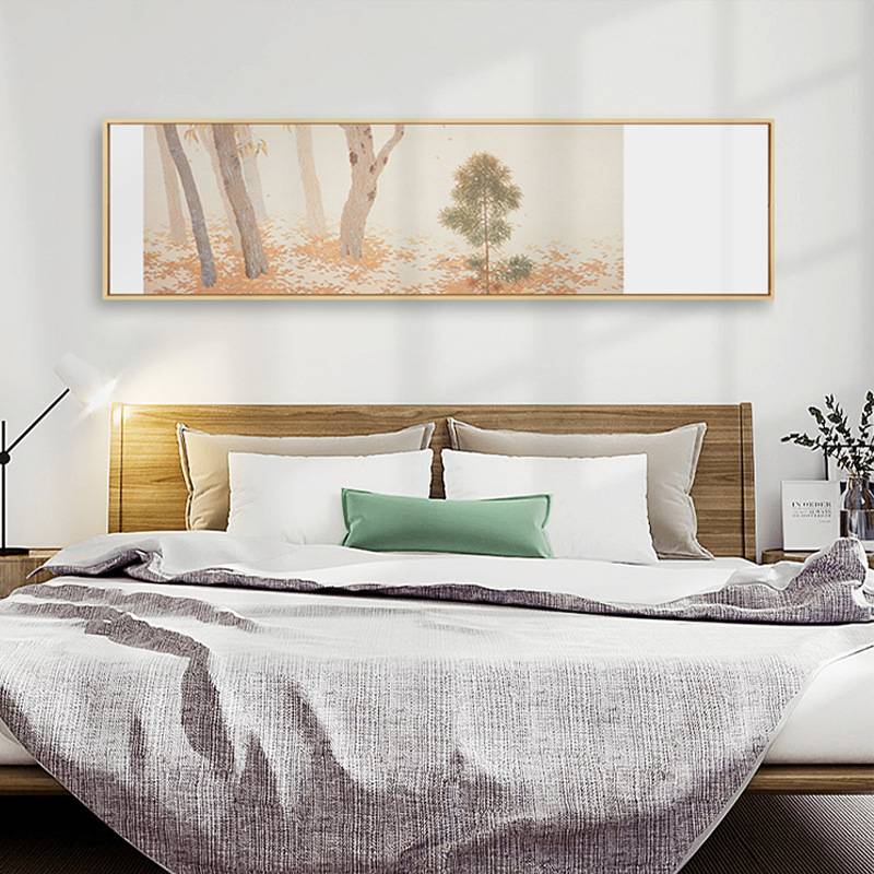 落叶知秋 日式森林挂画卧室床头横条壁画客厅秋天风景图装饰画图片