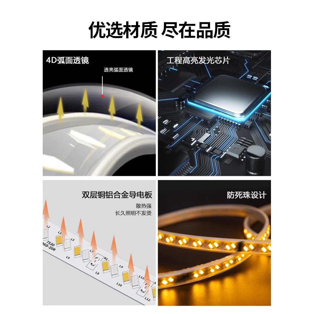 LED灯带22v户0外防地室隧道工地亮化装水饰照明下白光灯条24V3UHW