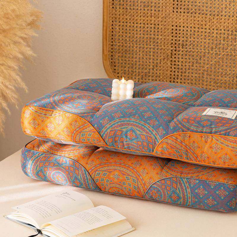 枕a类不芯塌形陷不变色织YDF提花立体魔方枕枕a头纯棉类高枕