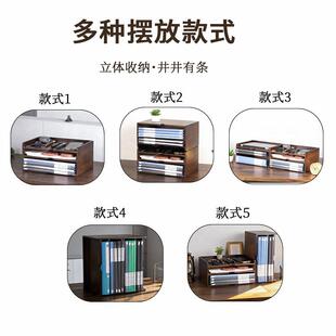 实木书架桌上置放物RRE架办公室桌摆面A4纸文件收纳架多约层简文