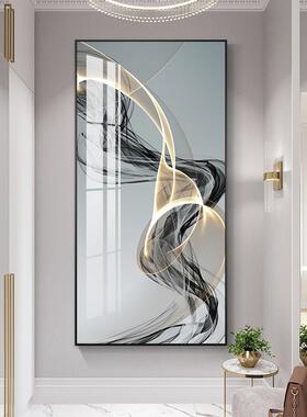 现代约入户挂画抽象玄关简QZO术装饰画走廊过竖版壁画立体道艺氛
