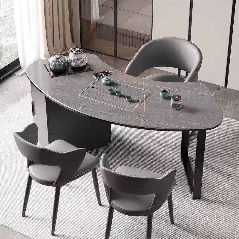 意式极简台阳岩板茶台轻奢后现代ct8茶桌椅1组合.4米新家款用泡茶