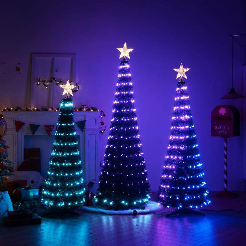 圣诞商节饰装品发七彩圣诞树家DYH用店铺场氛围光室内主题场景布