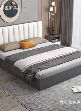 实木软包床双1.8x2米简易家用主卧15米床板式出.租房1.2人m单CWW