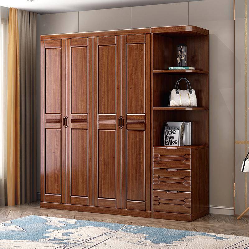桃AL650039木新式中实木衣柜现代家简约四门五胡门六门卧室用经济