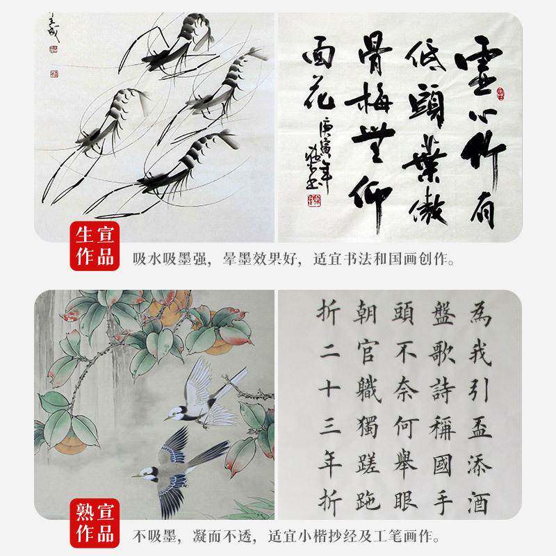 宣纸生宣特净皮工檀皮宣书法作国品纸763专用手四尺整六尺张对开
