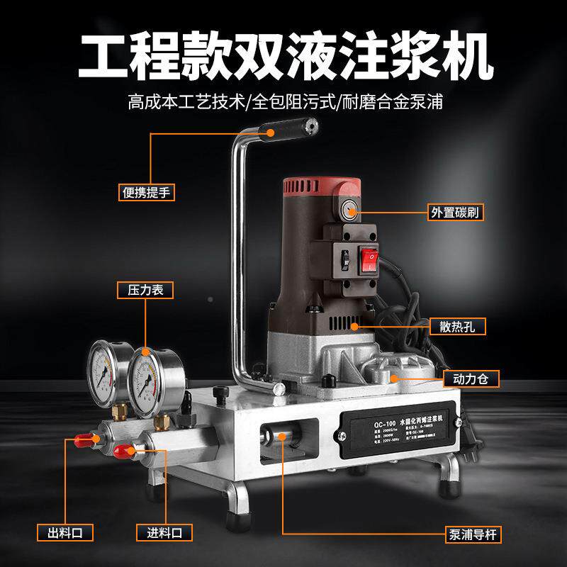 水固化高BHF压注浆机水漏双液防堵补漏灌浆机丙胶烯酸盐ab卫生间