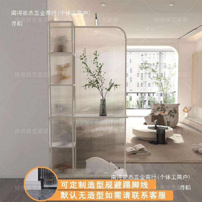 进水门现客厅玄关柜屏代沙发入户对355门玻璃隔断置纹物架