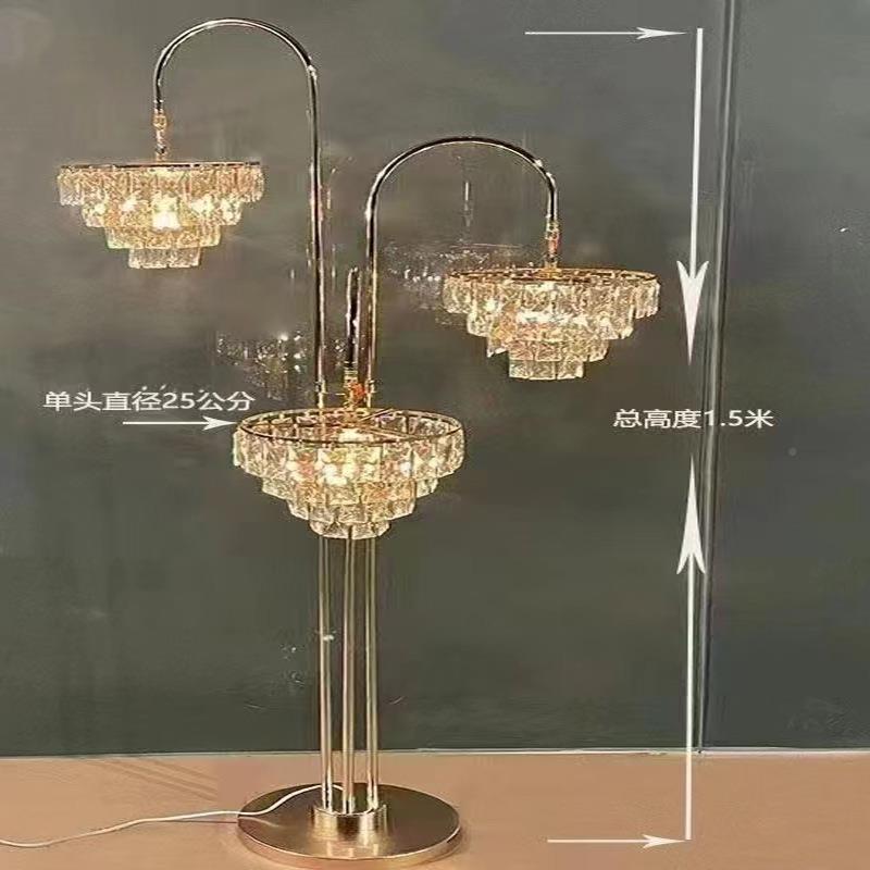 头水路晶三吊灯路stsjddly引三头暖光水晶吊灯路三头白光引水晶吊