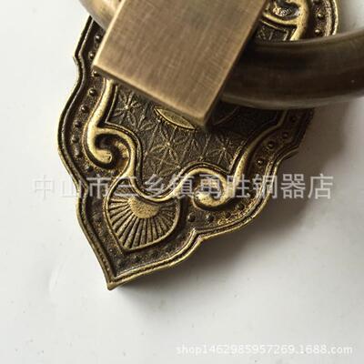 中式仿古门全铜狮子AUT铜头兽头门全铜拉手叩门环器门拉铜手实心