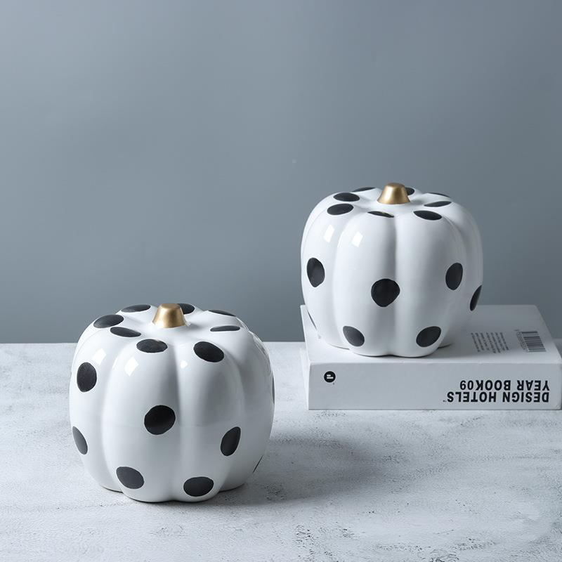 黑QUP白陶格纹瓷波点南斑点瓜工艺装品摆件玄关酒柜床头柜桌面软