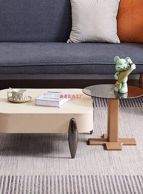 组合茶几方形轻小户型简约现代客玻璃厅2025新款奶油XTH色用家大