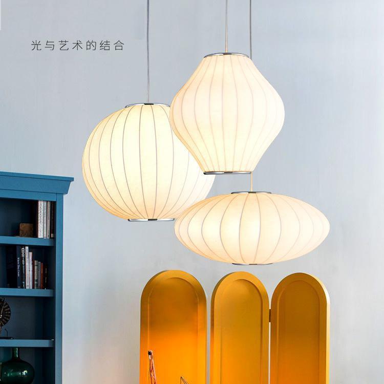 日楼式本装饰白色吊圆形灯266笼飞碟布艺剧杀料理灯店茶餐厅书房