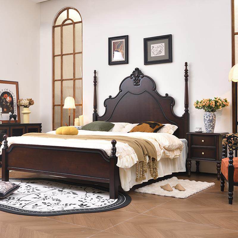 法式复古风实木床1米8米全双人床古高大2250#气主中端风雕花床卧