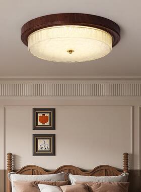 式中风卧室灯全光谱护眼吸顶古灯新中房间复古胡桃木纹书91820房