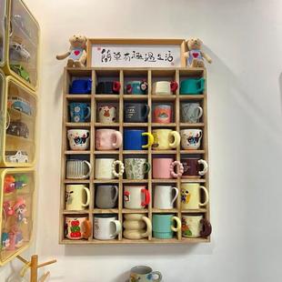 简约壁挂式 墙客面 多层格子架搁板架644木挂墙厅博古古架实新中式