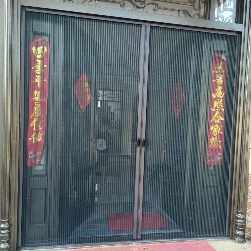 防蚊纱门纱窗隐形伸缩推拉式免打孔铝合金通风夏季沙门折叠门帘
