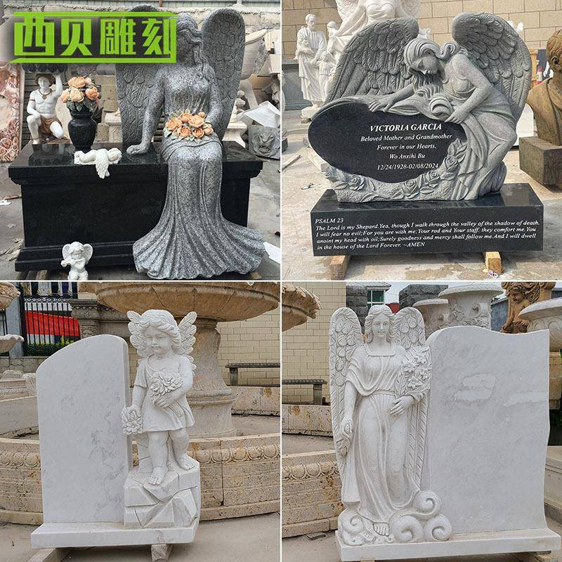 大理石墓碑厂家汉花岗岩玉刻字白刻大理石墓人物天使中欧式石碑雕