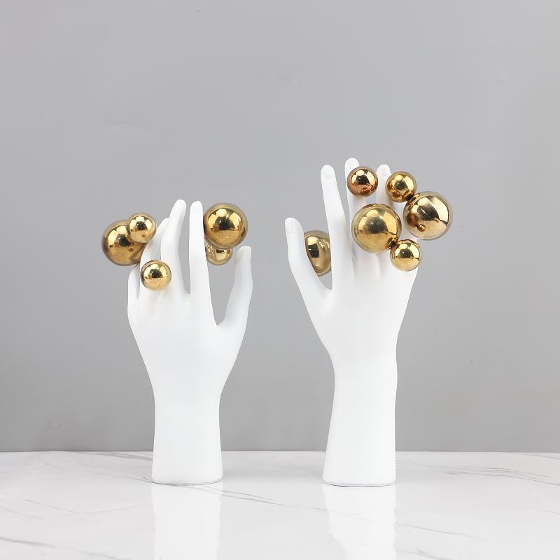 现代简约抽树脂色手掌雕塑摆件玄书房客NKF白象厅电视柜家关居装