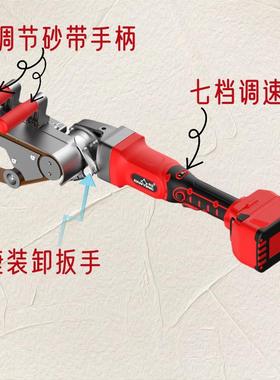 圆管抛光砂带锂18-21抛光机钢管打磨机机GX5966RP调速工厂电直机