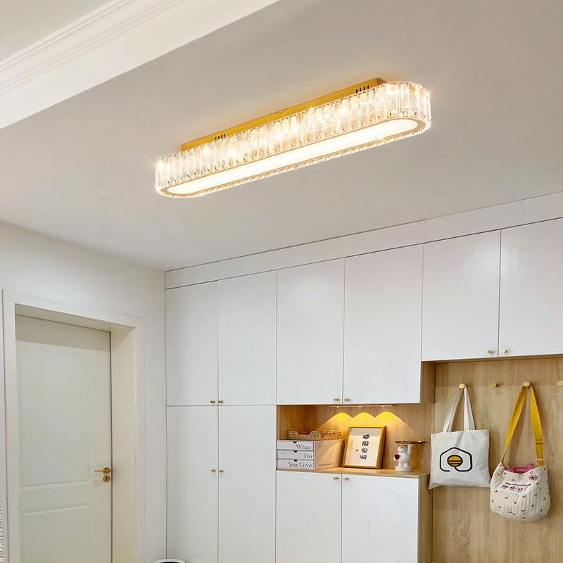 现代台轻奢过2道灯简约大气走廊阳入户玄关条水晶吸顶灯0长27935