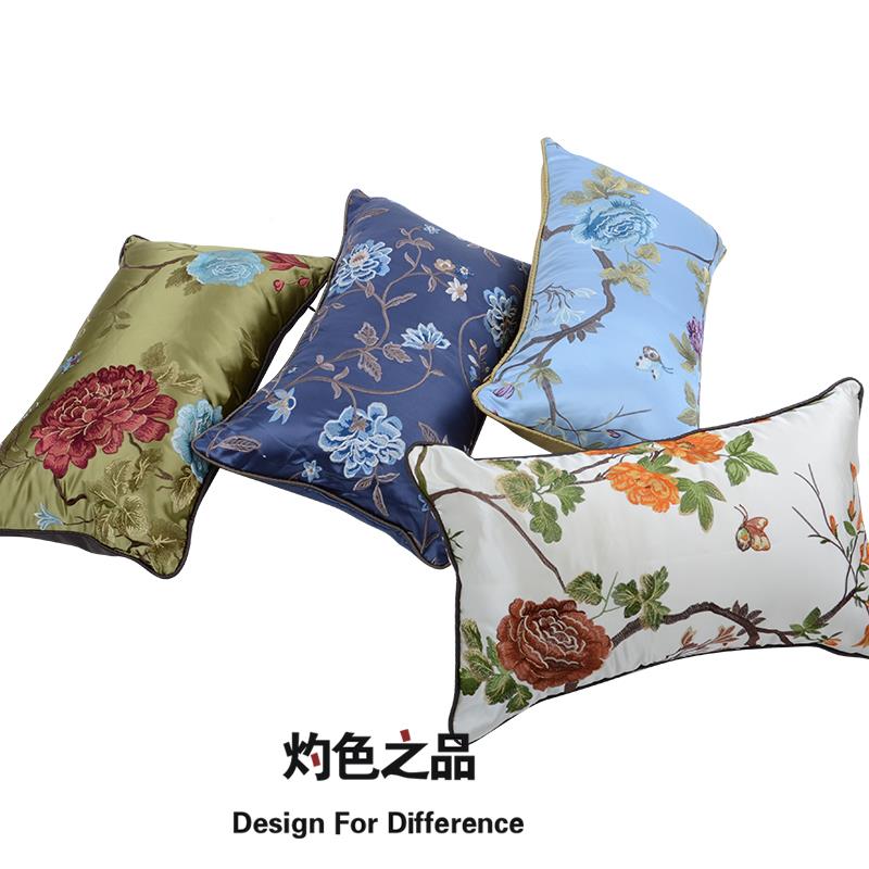 A9L新古典中刺式绣沙发腰靠枕软装靠背床头F756SS9J睡觉护厅靠垫