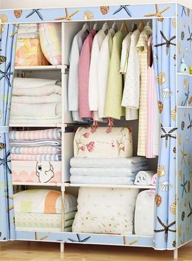 简约布柜合物防尘布衣柜钢组管加固组装双人衣ZYT衣橱置收纳柜布