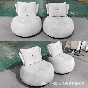 现皮艺可旋转单沙发椅代椅客厅样BPI板房人酒单店民宿简约布艺休